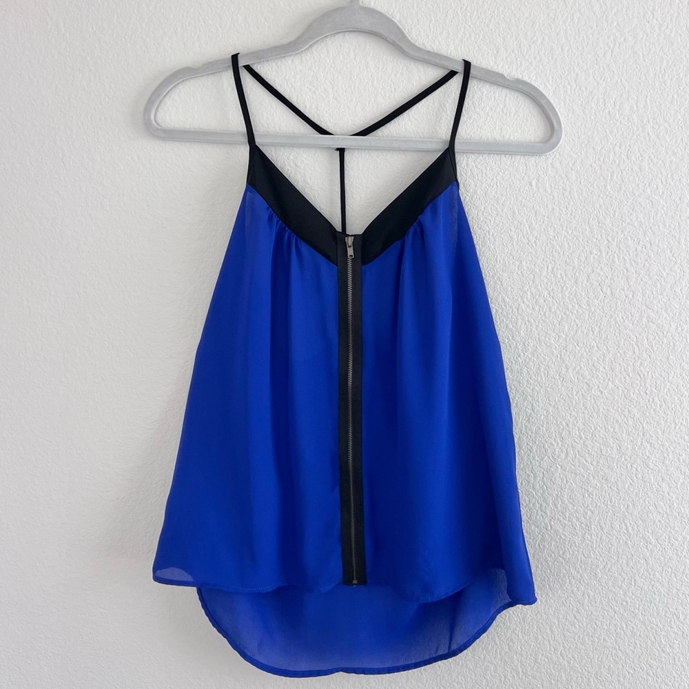 Charlotte Russe Dressy Blue Top with Zipper Detailing